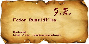 Fodor Ruszlána névjegykártya